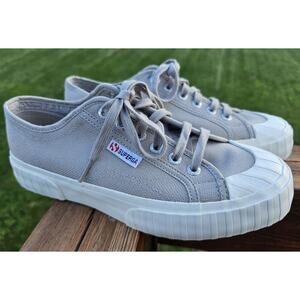 Superga Womens Shoes Size 39/8.5 Gray Canvas Platform Chunky Lace Up Sneakers